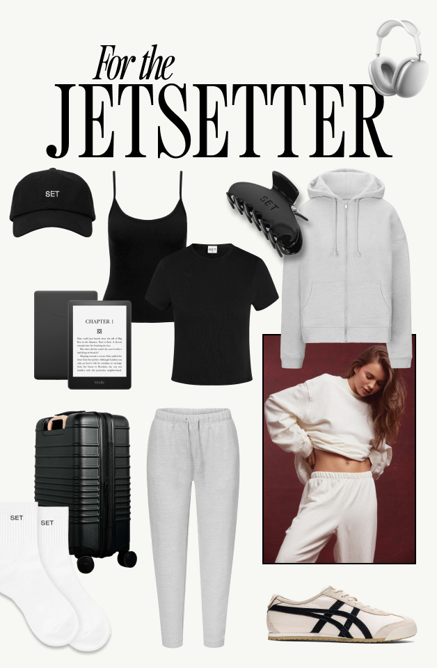 FOR THE JETSETTER GIFT GUIDE FEATURING OUR SET CAP, BASICS, HEAVYWEIGHT SWEATS AND ACCESSORIES.