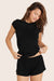 MODEL WEARS SET™ SLEEP JERSEY GIRLFRIEND TEE IN ONYX <model-info>Gabbie wears a size S and is 5’6", 26" waist, 34" bust, 34B bra.</model-info>