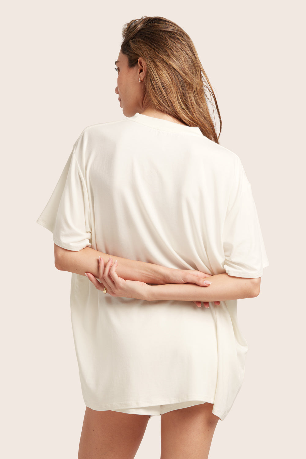 SET™ SLEEP JERSEY OVERSIZED BOYFRIEND SLEEP TEE IN BLANC