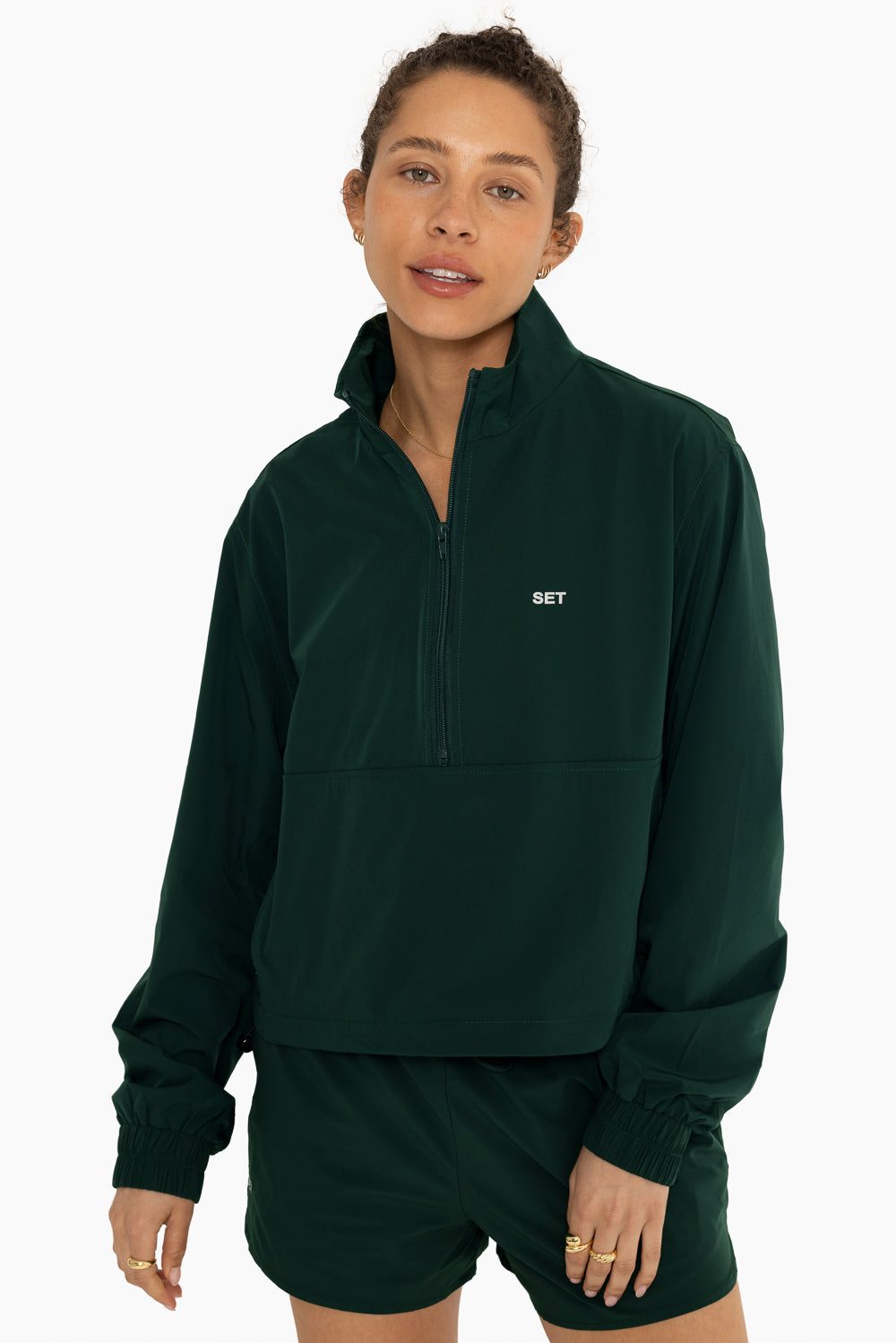 Hooded half zip windbreaker best sale