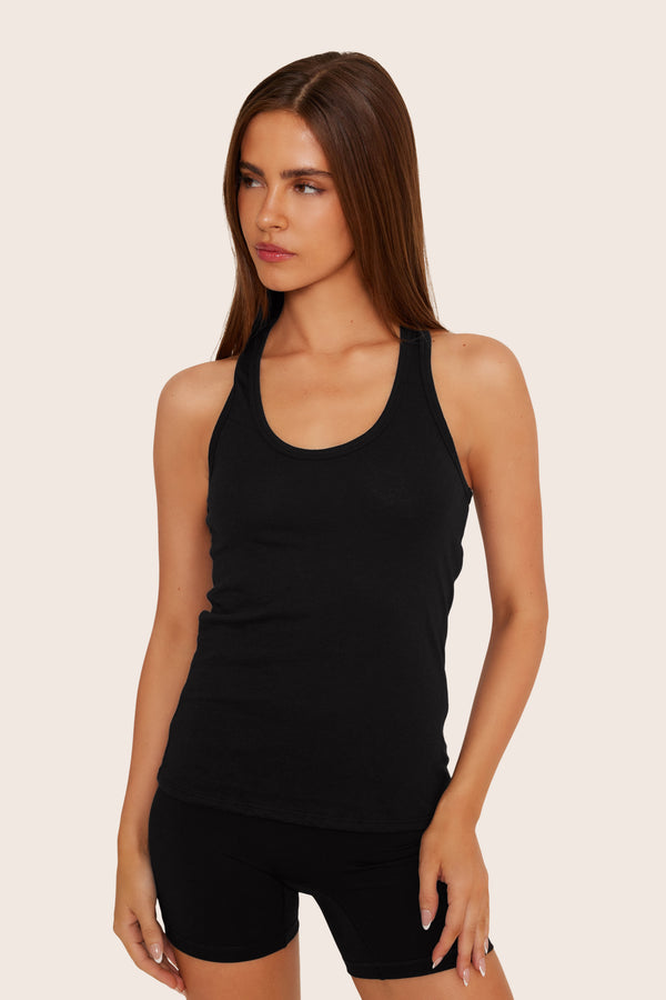 SET™ CLASSIC COTTON DAILY RACER TANK IN ONYX 