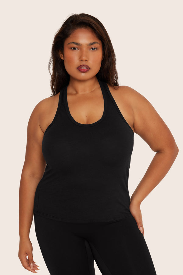 SET™ CLASSIC COTTON DAILY RACER TANK IN ONYX 