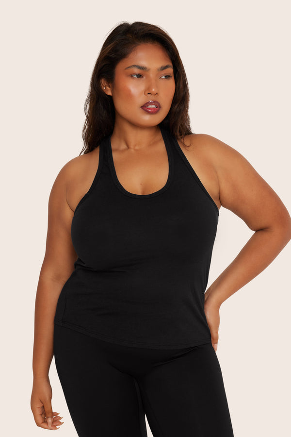 SET™ CLASSIC COTTON DAILY RACER TANK IN ONYX 