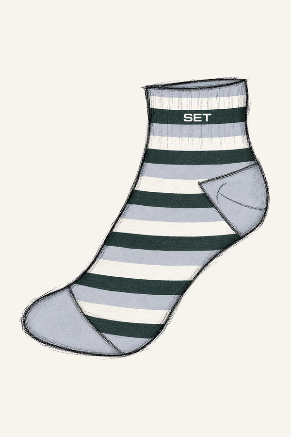 SET TRI-COLOR STRIPE SHORTY GRIP SOCKS - CADDIE