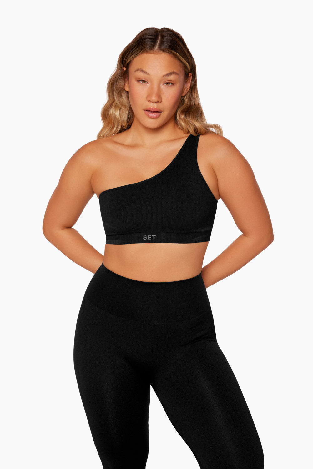SCULPTFLEX® RIBBED ONE SHOULDER BRA - ONYX Featured Image